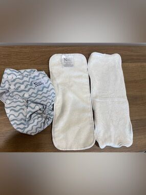 Nora's Nursery White & Gray Reusable Cloth Diaper with Inserts